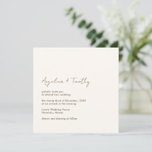 Invitation Mariage minimal neutre ivoire Brown moderne élégan