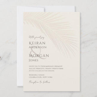 Invitation Mariage minimal Tropical Palm Leaf Boho Beach