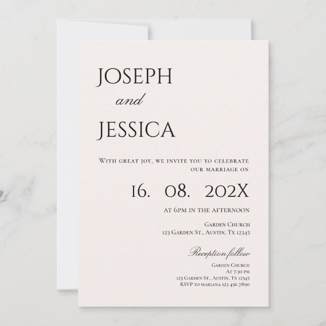 Invitation Mariage minimaliste (Devant)