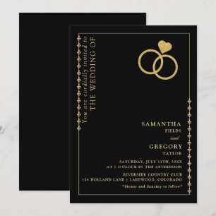 Invitation Mariage minimaliste à anneaux de Parties scintilla