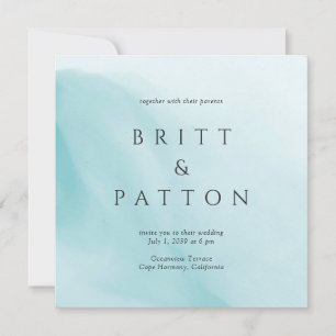 Invitation Mariage Minimaliste Abstrait Sarcelle Moderne