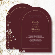 Mariage Minimaliste Arche Rouge Foncé Blanc Or