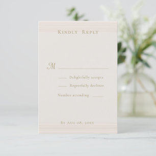 Invitation Mariage minimaliste au champagne d'or moderne RSVP