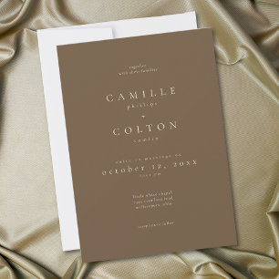 Invitation Mariage Minimaliste au Chocolat Brun Élégant