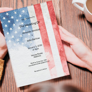 Invitation Mariage minimaliste au drapeau américain grunge dé