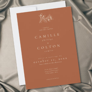 Invitation Mariage minimaliste automnal Terracotta rouille fe