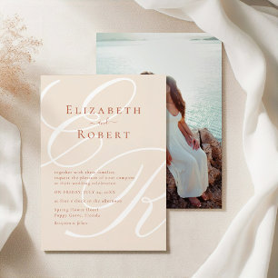 Invitation Mariage minimaliste avec monogramme et photo en te
