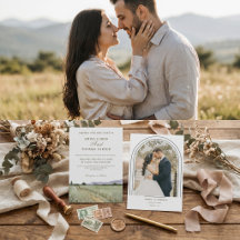 Mariage minimaliste avec photo d'arche de montagne