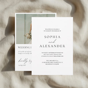 Invitation Mariage minimaliste blanc avec réponse RSVP par co