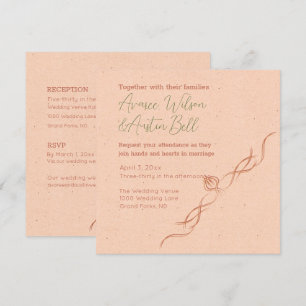 Invitation Mariage minimaliste blanc et pêche
