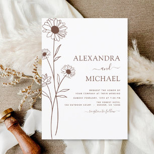 Invitation Mariage minimaliste Botanique Floral Line Art Invi