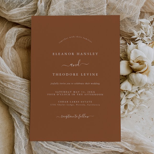 Invitation Mariage minimaliste brûlé orange (Créateur téléchargé)