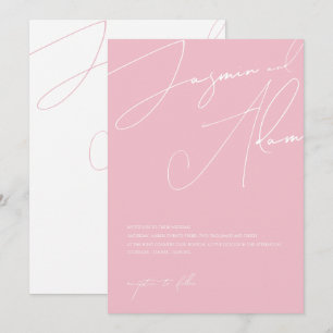 Invitation Mariage Minimaliste Candy Rose Typographie Script