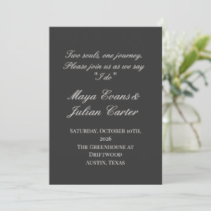 Invitation Mariage Minimaliste Charbon et Blanc Chaud