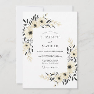 Invitation Mariage Minimaliste Charbon Sérène