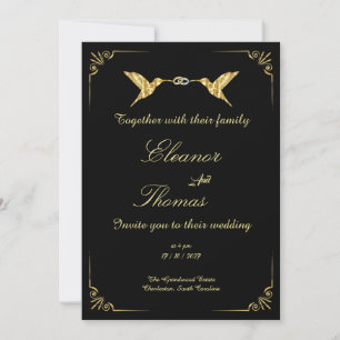 Invitation Mariage minimaliste classique avec une bordure dor