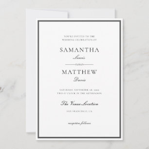 Invitation Mariage minimaliste de bordure classique