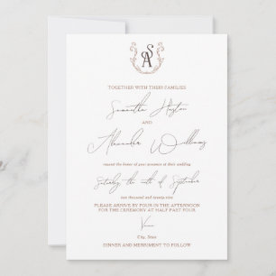 Invitation Mariage minimaliste de calligraphie préppie Mocha