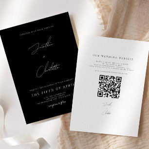 Invitation Mariage minimaliste de code QR noir