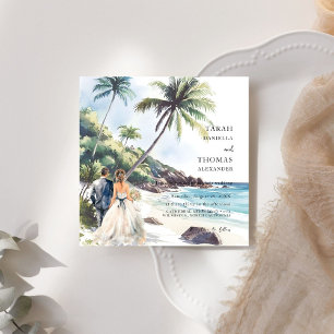 Invitation Mariage minimaliste de destination de plage d'été