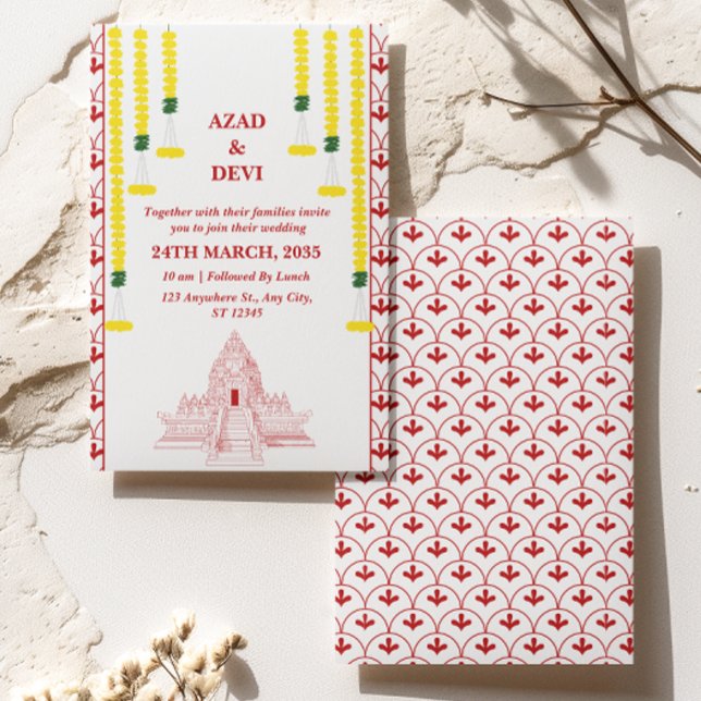 Invitation Mariage minimaliste de l'Inde du Sud (Créateur téléchargé)