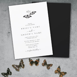 Invitation Mariage minimaliste de papillon noir blanc