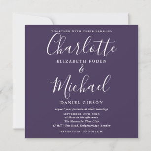 Invitation Mariage minimaliste de script élégant violet