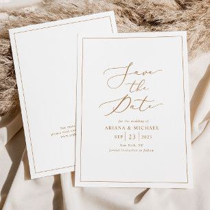 Invitation Mariage Minimaliste De Script Or Enregistrer La Ca