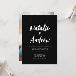 Invitation Mariage minimaliste de script photo noir et blanc