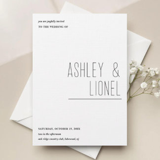 Invitation Mariage minimaliste de typographie moderne