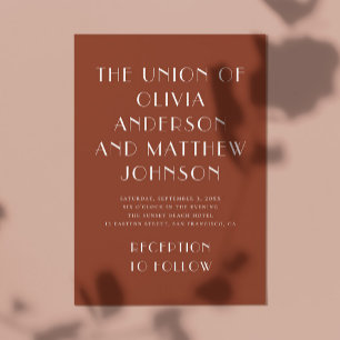 Invitation Mariage minimaliste de typographie moderne en terr