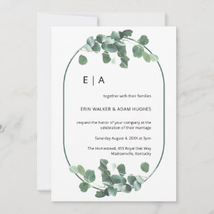 Invitation Mariage minimaliste double arc Eucalyptus verdure