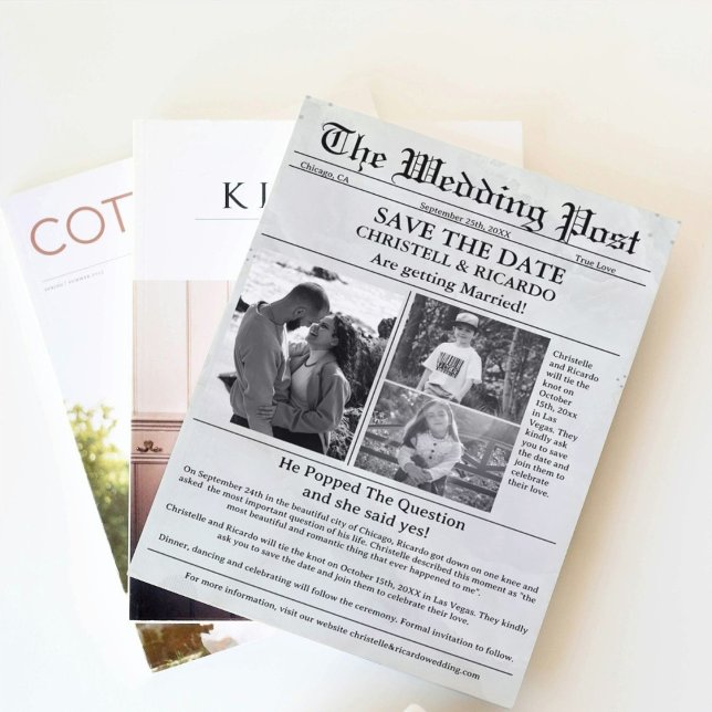 Invitation Mariage minimaliste du journal script enregistrer  (Créateur téléchargé)