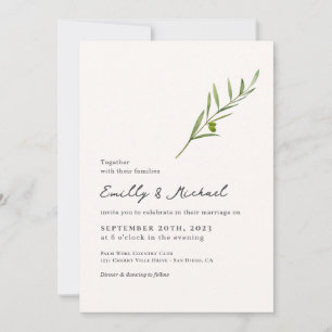 Invitation Mariage minimaliste du son vert olive