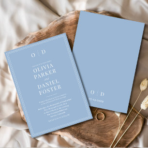 Invitation Mariage minimaliste Dusty Blue moderne élégant