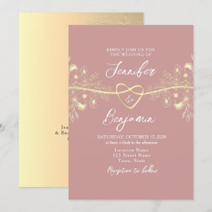 Invitation Mariage minimaliste Dusty Rose