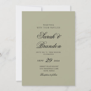 Invitation Mariage Minimaliste Écriture Couleur Unie Chaude
