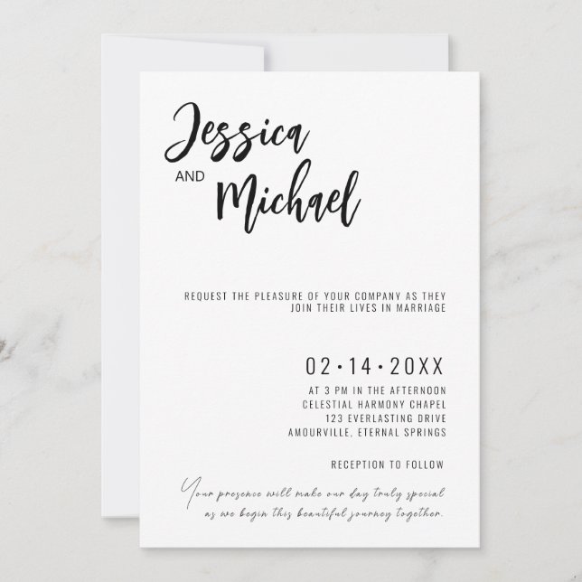 Invitation 💍 Mariage minimaliste élégant (Devant)