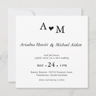 Invitation Mariage Minimaliste Élégant Blanc