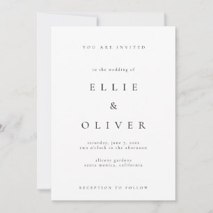 Invitation Mariage minimaliste élégant Boho noir et blanc