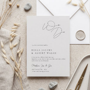 Invitation Mariage Minimaliste Élégant Calligraphie Gris Clai