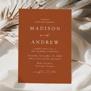 Invitation Mariage Minimaliste Élégant en Terracotta Moderne