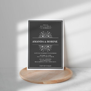 Invitation Mariage minimaliste élégant noir et blanc