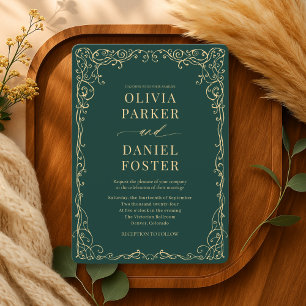 Invitation Mariage Minimaliste Émeraude Élégant