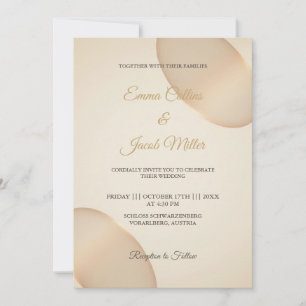 Invitation Mariage minimaliste en ivoire de galet de champagn