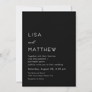 Invitation Mariage Minimaliste en Noir et Blanc