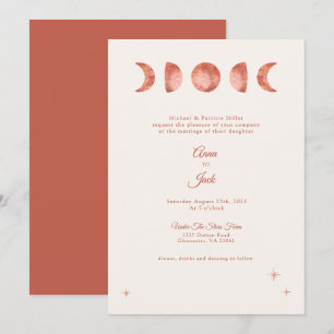 Invitation Mariage minimaliste en terre cuite de la lune de B