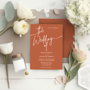 Invitation Mariage minimaliste en terre cuite moderne