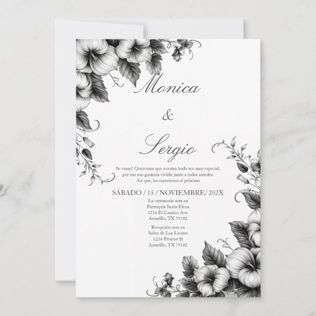 Invitation Mariage minimaliste espagnol élégant (Devant)