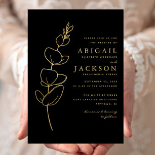 Invitation Mariage minimaliste Eucalyptus Dessin au trait Noi